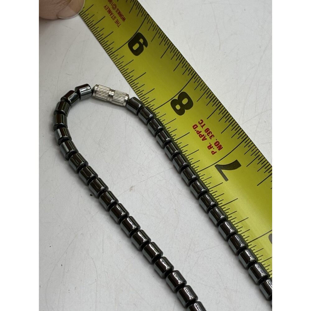 Vintage Hematite Tiger Eye Bead Necklace Barrel Clasp Magnetic Stone 17" - Picture 6 of 6